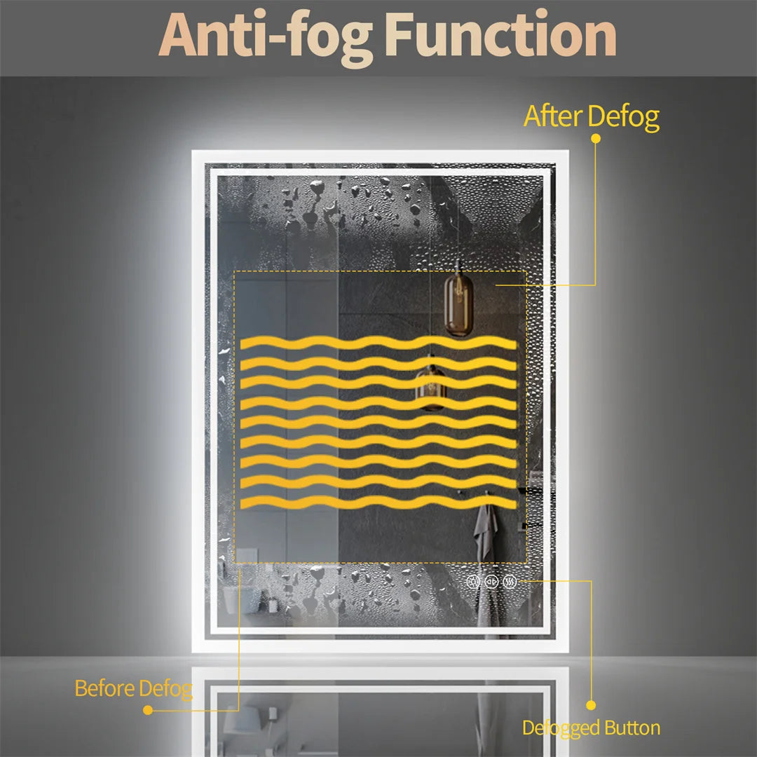 LUVODI LED Backlit Frameless Defog Bathroom Mirror