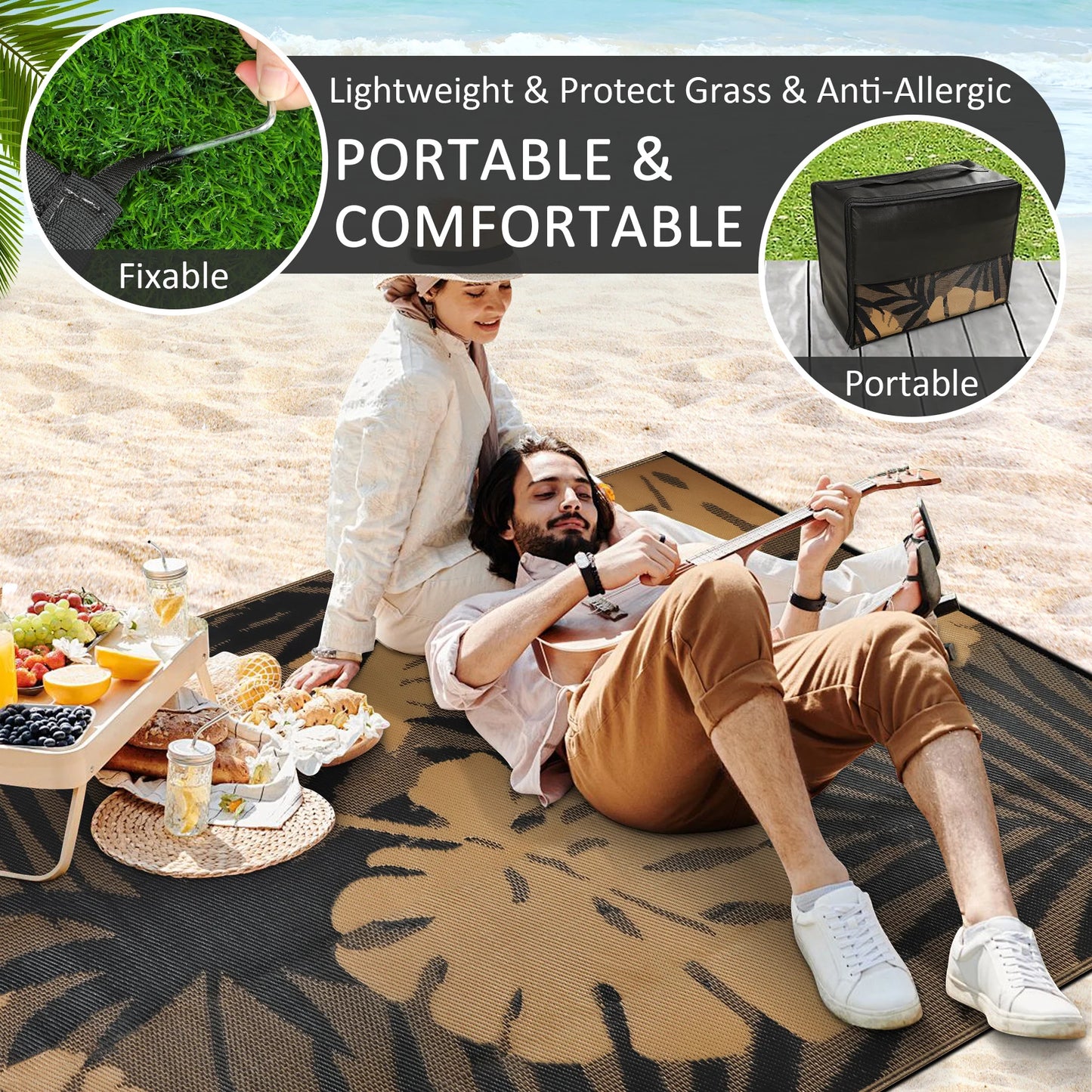Recycled Plastic Straw Outdoor Rug Waterproof Patio Carpet