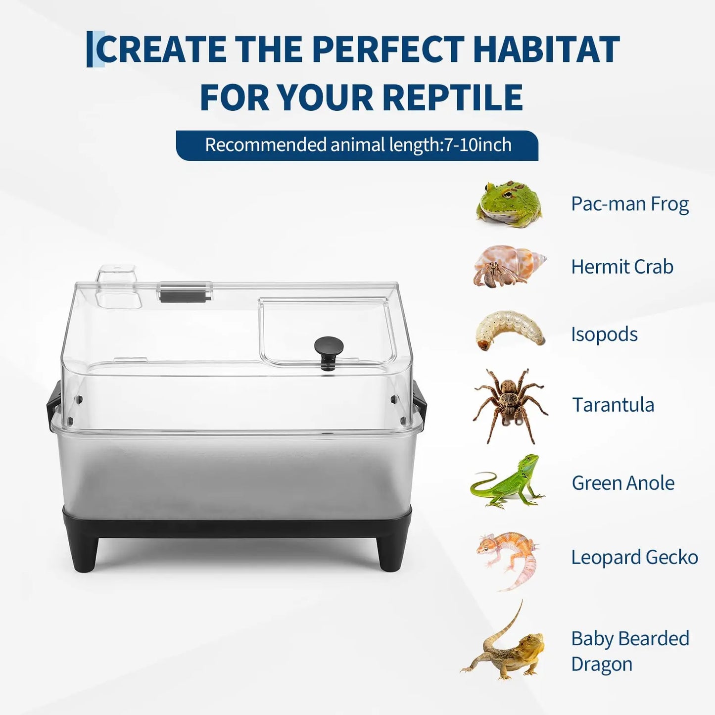 HiMISS Reptile Terrarium Kit With Lid, Acrylic Tank, Heater Pad