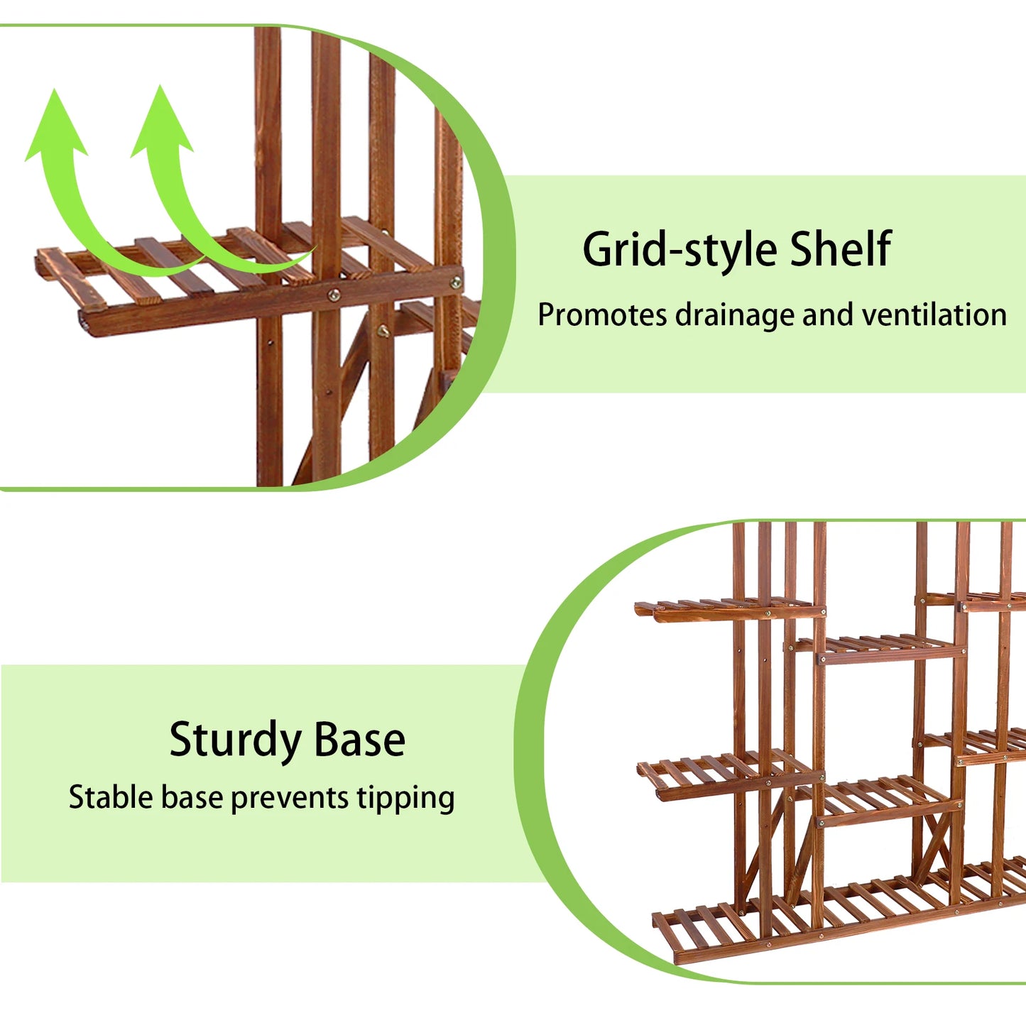 Wisfor Wooden Plant Shelf Display Stand For Indoor Outdoor