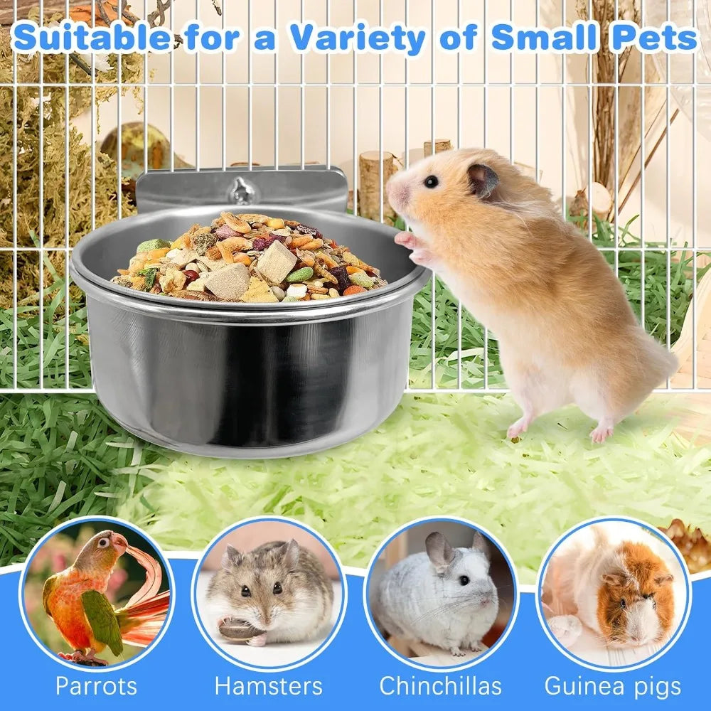 Bird Cage Feeder Cups 2 Pack Parrot Bowl Holder Clamp