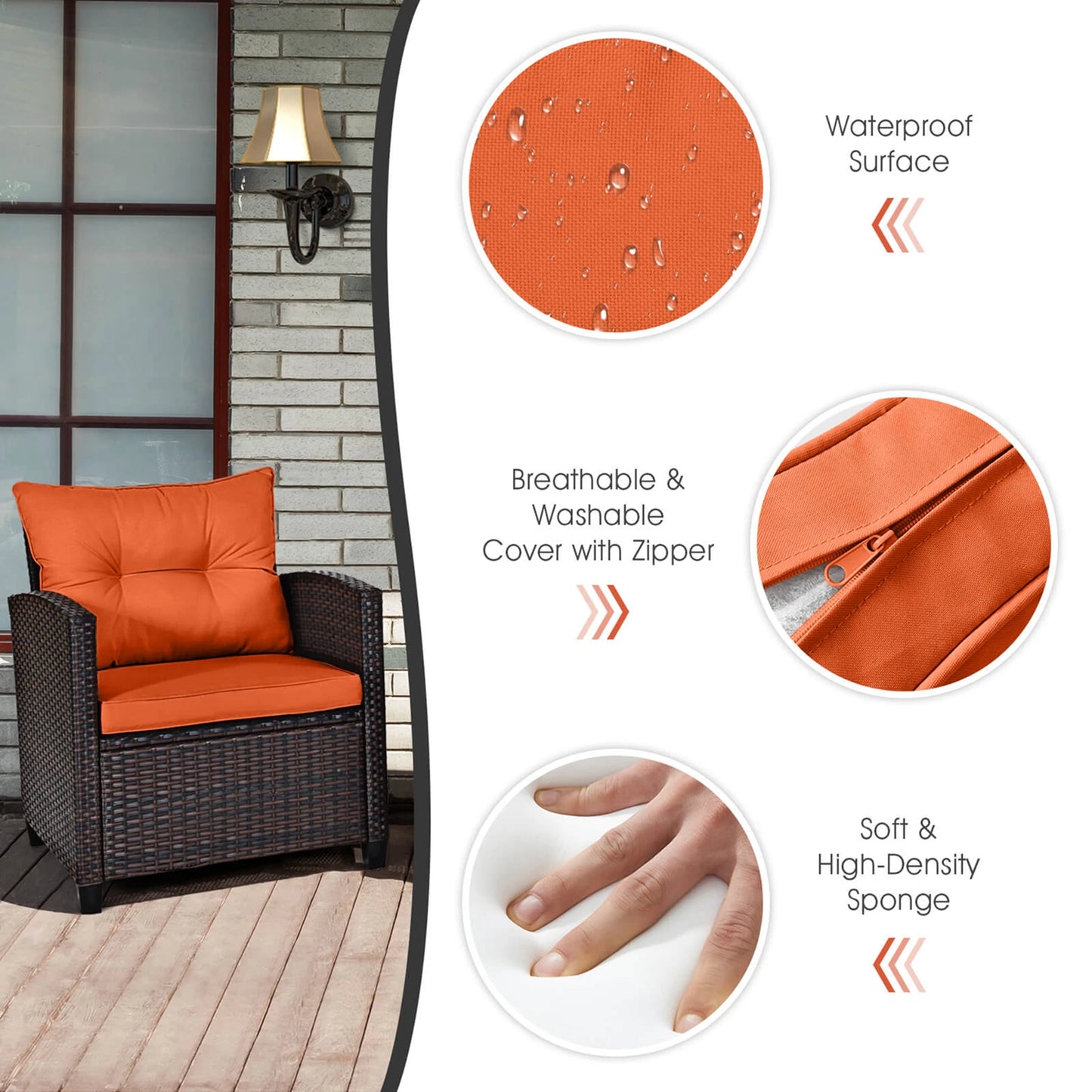 HOMASIS Patio Rattan Furniture Set Cushioned Conversation Sofa