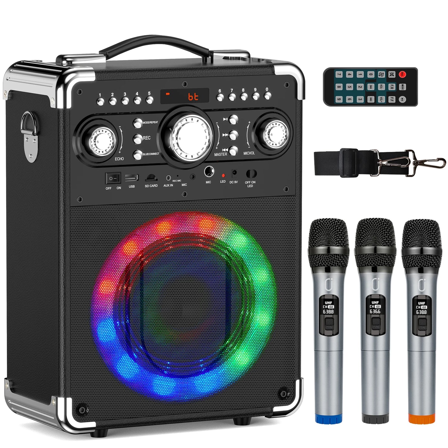 FanFun S8-T Karaoke Speaker With 3 Microphones Portable Bluetooth 5.3