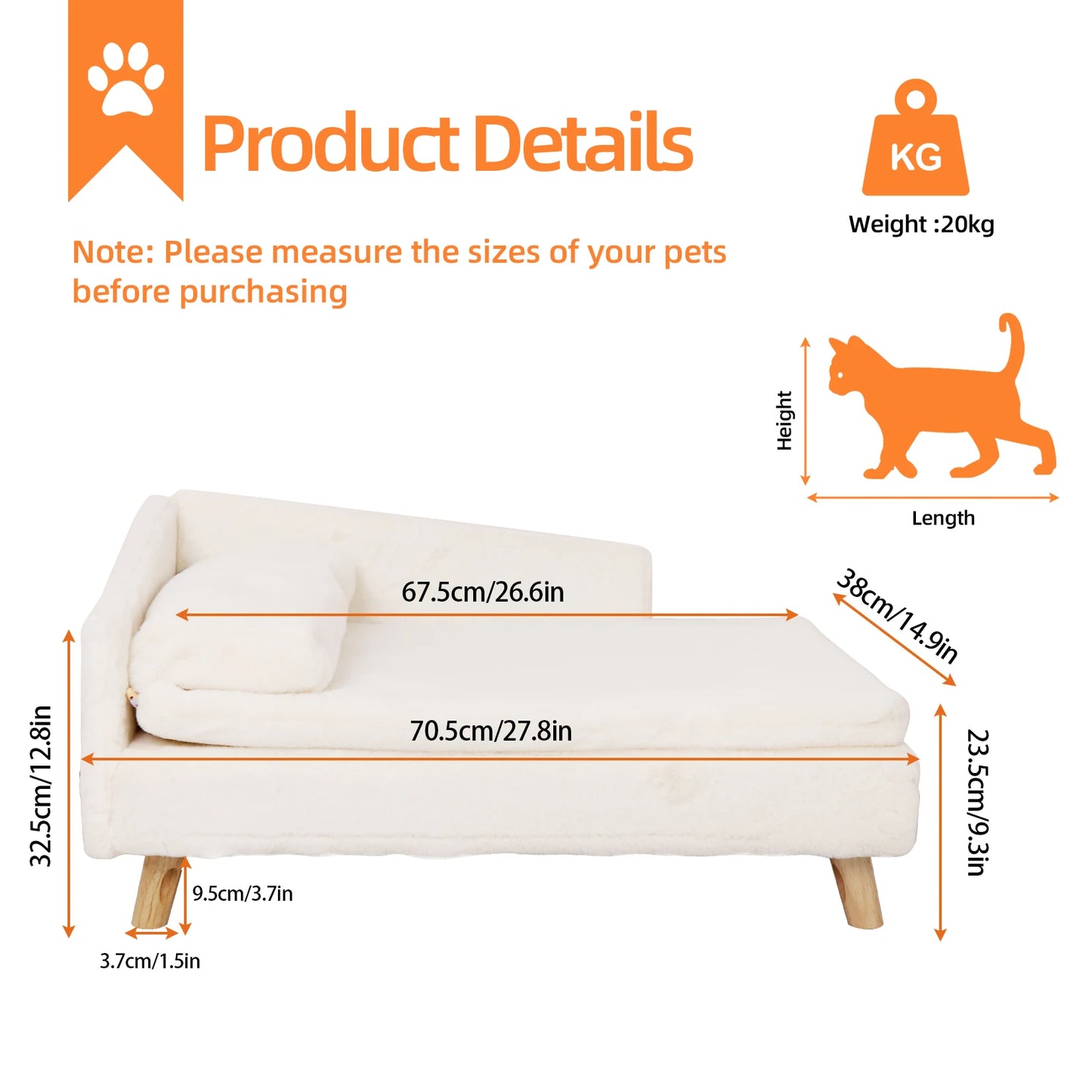 BINGOPAW Waterproof Pet Sofa Bed Lounger With Plush Cover