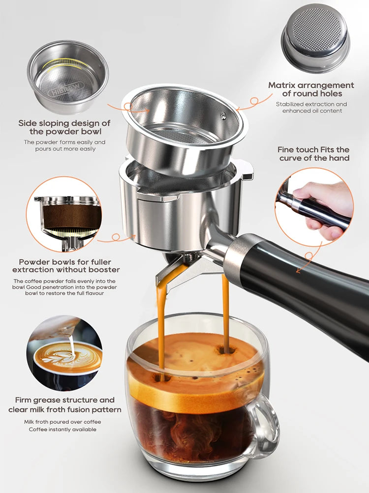 HiBREW Semi Automatic Espresso Coffee Maker Temperature Control