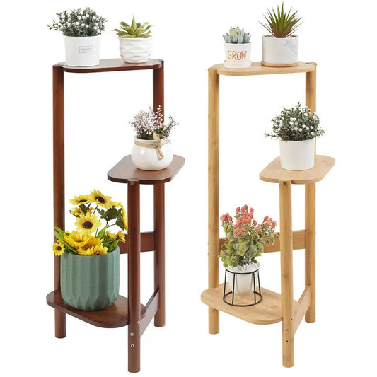3-Tier Bamboo Plant Stand For Indoor Corner Display