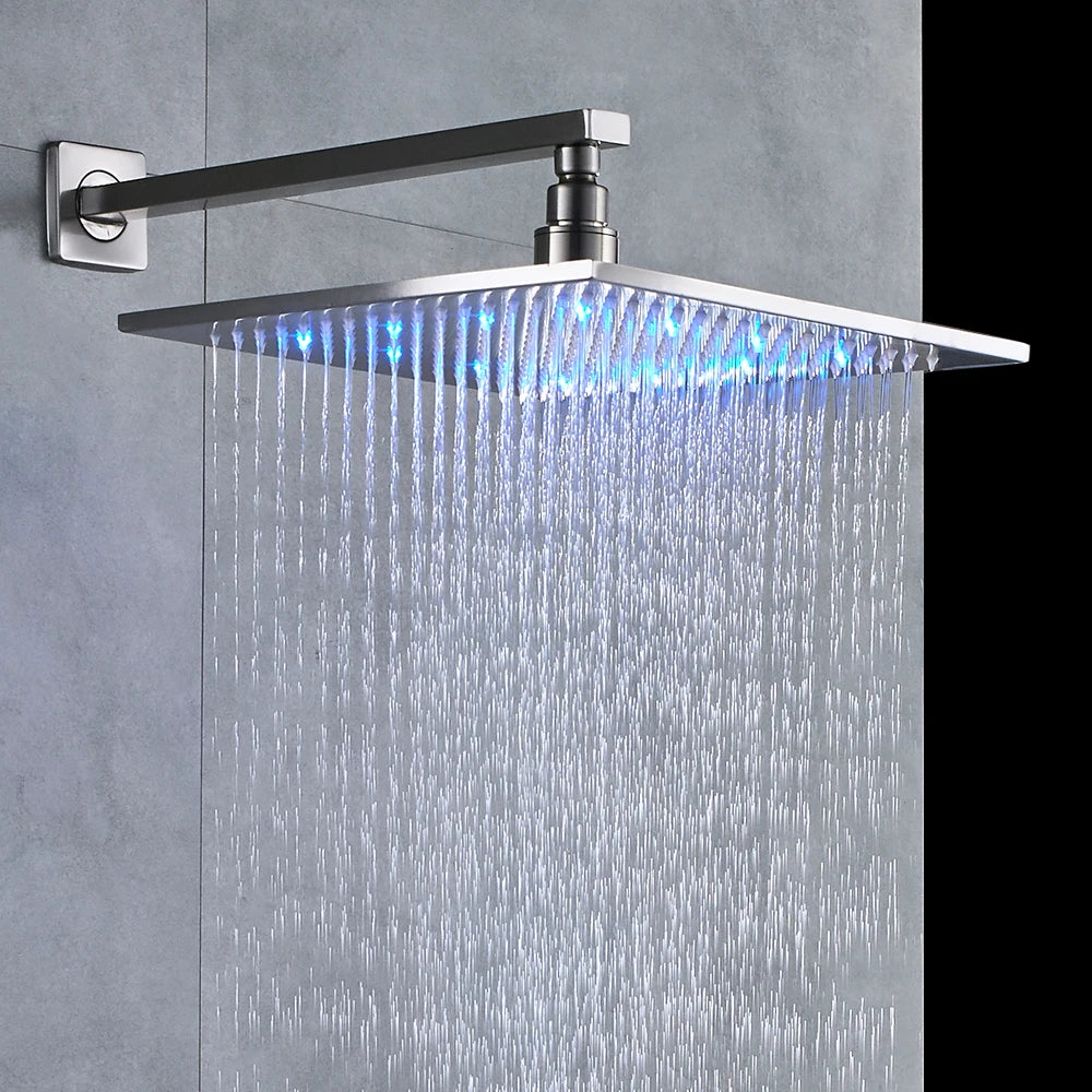 Shinesia LED Rainfall Shower Head Stainless Steel Bathroom Accessory
