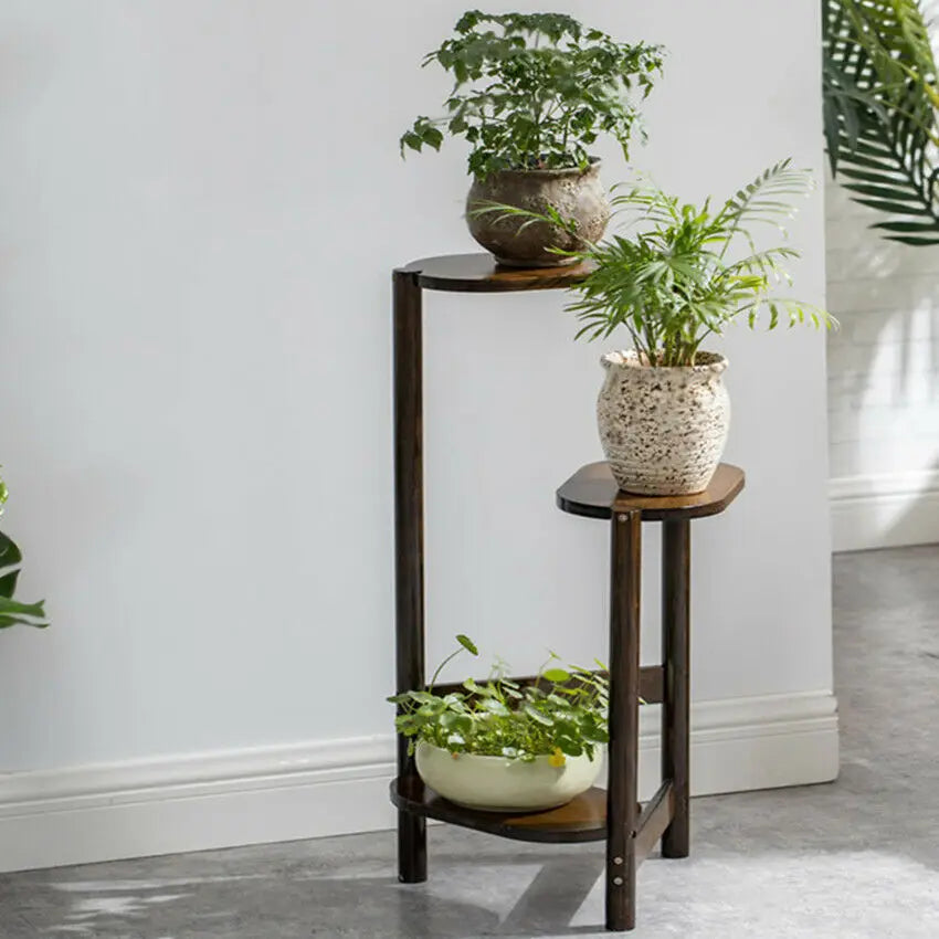3-Tier Bamboo Plant Stand For Indoor Corner Display