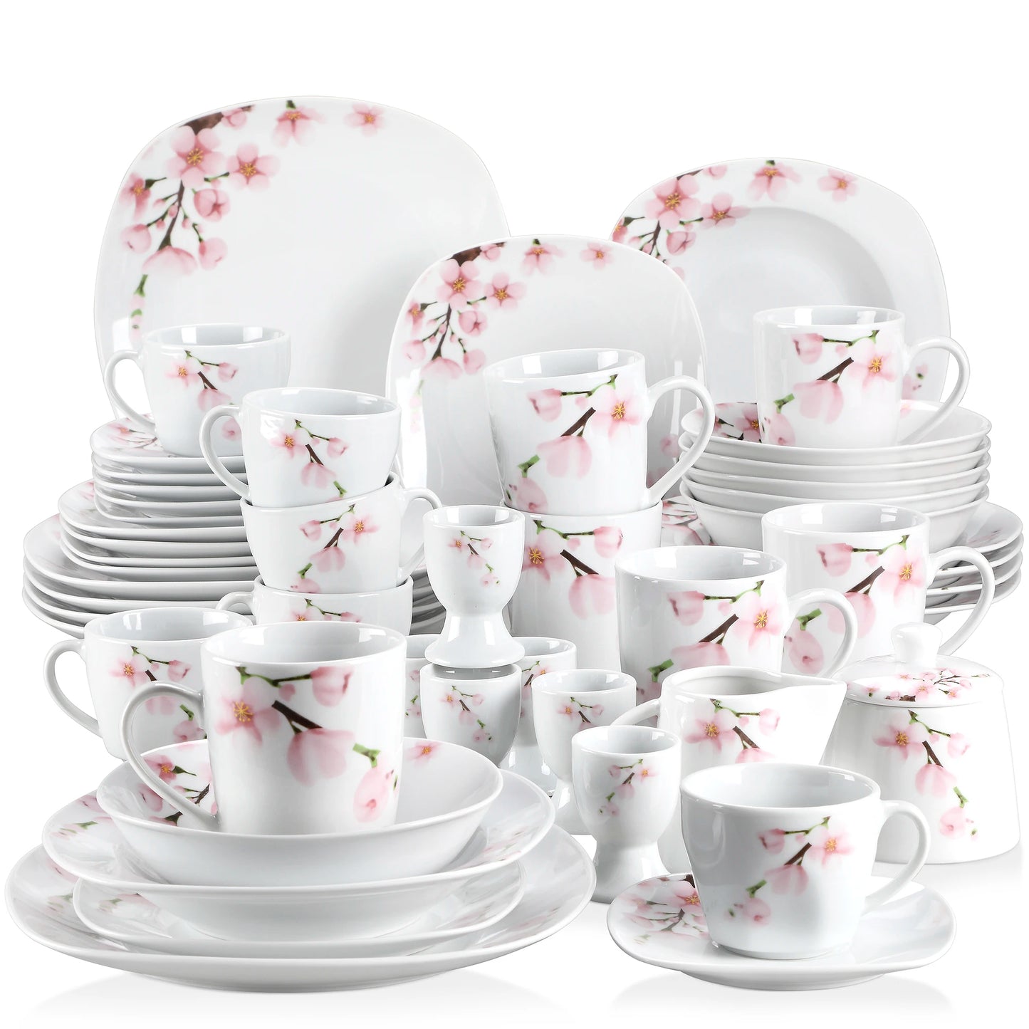 MALACASA Annie Porcelain Dinnerware Set 100 Piece With Egg Cup