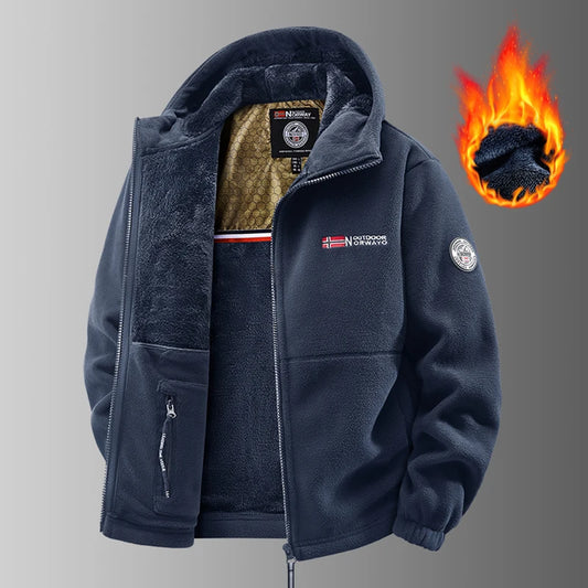 Men's Heated Polar Fleece Jacket Thermal Softshell For Outdoor Hiking
