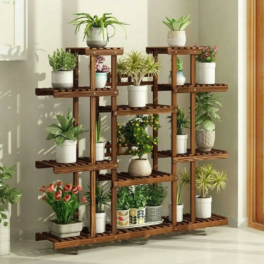 Wisfor Wooden Plant Shelf Display Stand For Indoor Outdoor