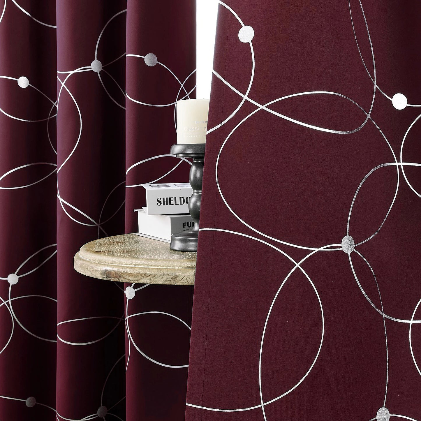 Foil Printed Blackout Curtains Grommet Thermal Insulated Room Darkening