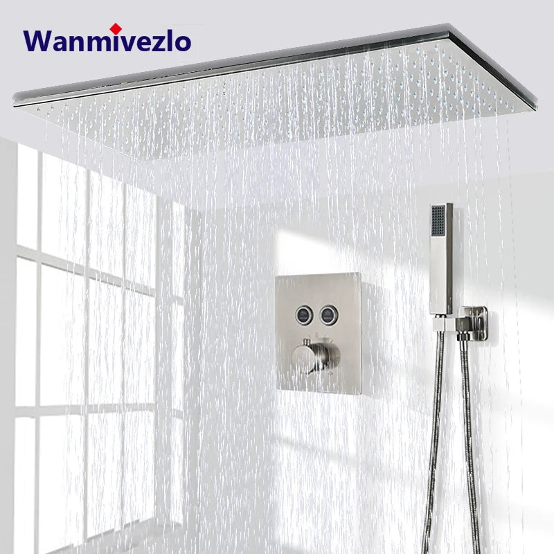 Wanmivezlo LED Brass Rain Shower Head Wall Mounted