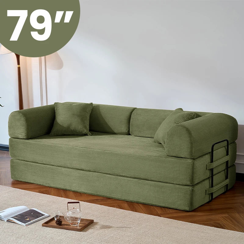 Modern Corduroy Convertible Sofa Bed With Removable Cover