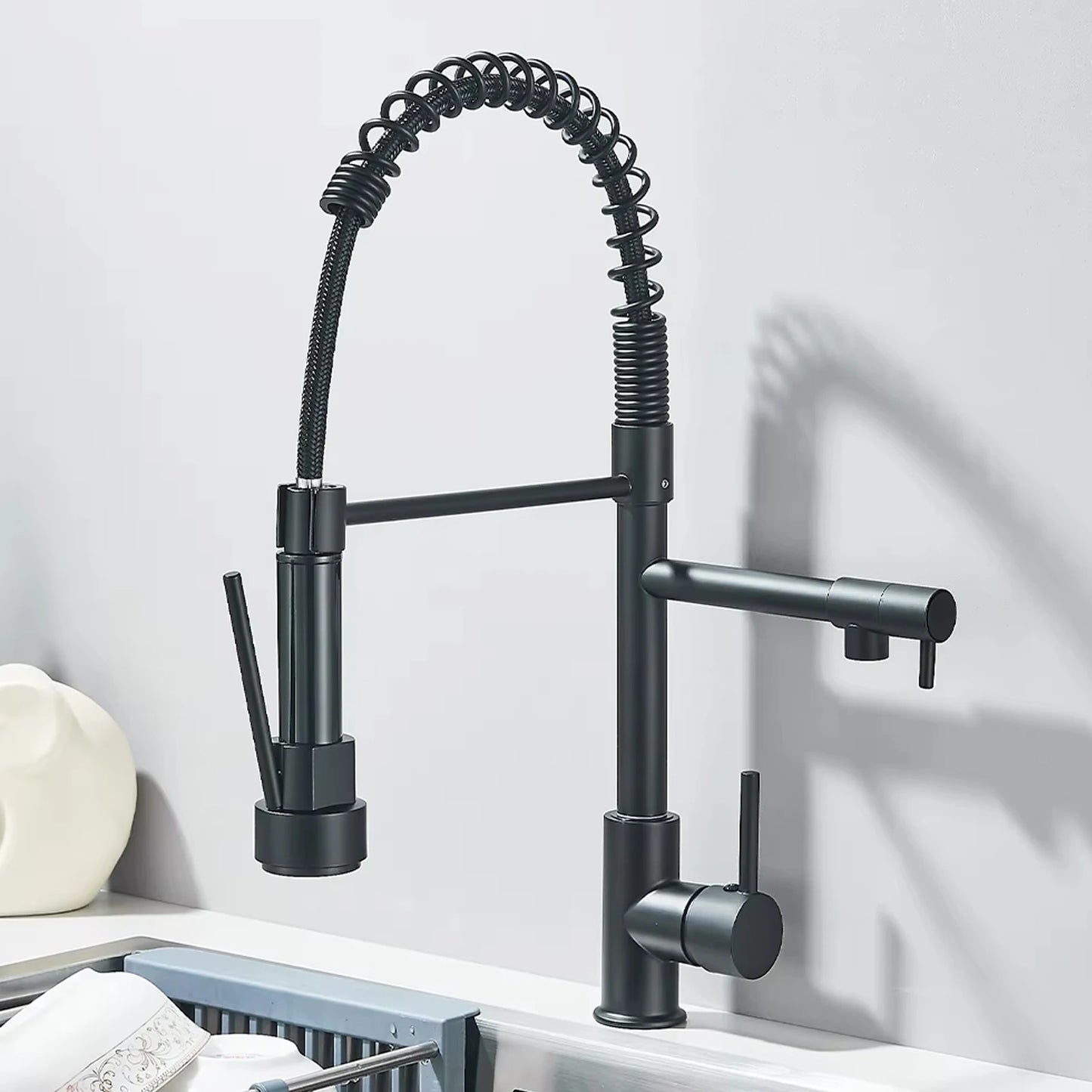 Onyzpily Stainless Steel Pull Down Kitchen Faucet With Dual Spout