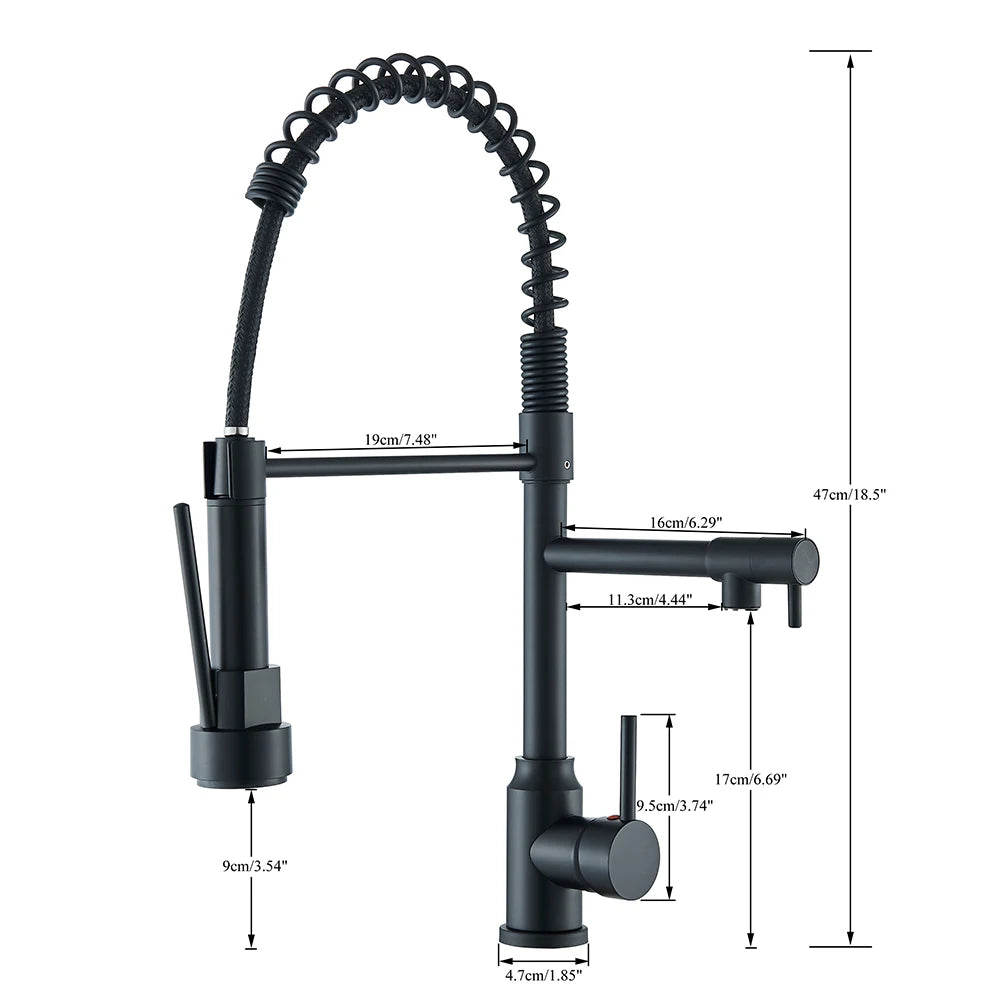Onyzpily Stainless Steel Pull Down Kitchen Faucet With Dual Spout
