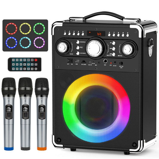 FanFun S8-T Karaoke Speaker With 3 Microphones Portable Bluetooth 5.3