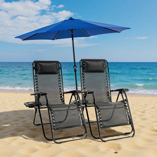 JHK Zero Gravity Portable Recliner With Cup Holder Trays Outdoors