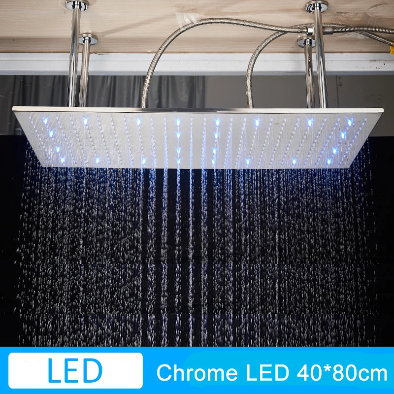 Shinesia LED Rainfall Shower Head Stainless Steel Bathroom Accessory
