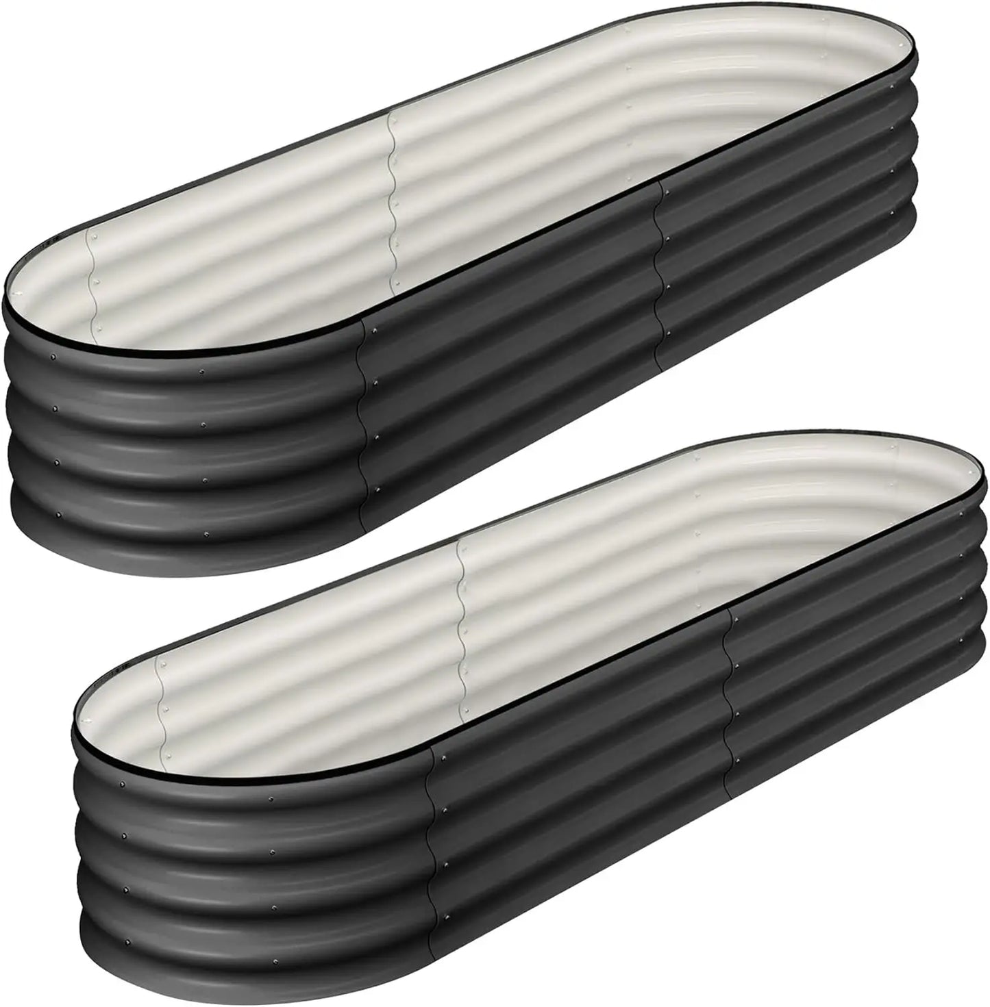 HiMISS Oval Galvanized Raised Garden Beds Set of 2