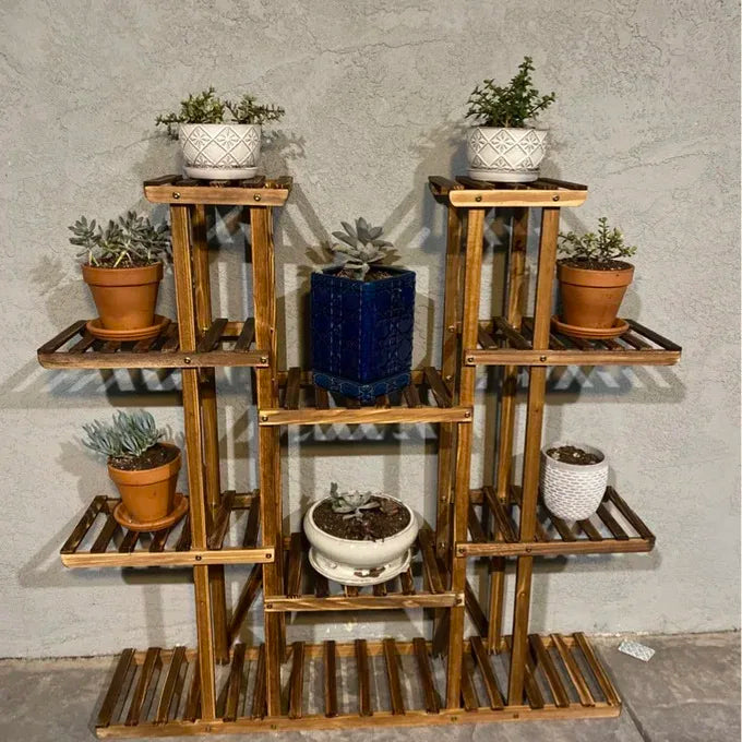 Wisfor Wooden Plant Shelf Display Stand For Indoor Outdoor