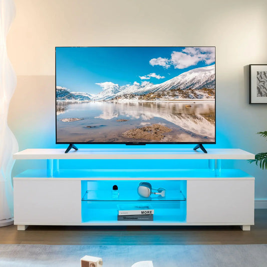 Cubehom Modern Wood TV Stand With Storage Entertainment Center