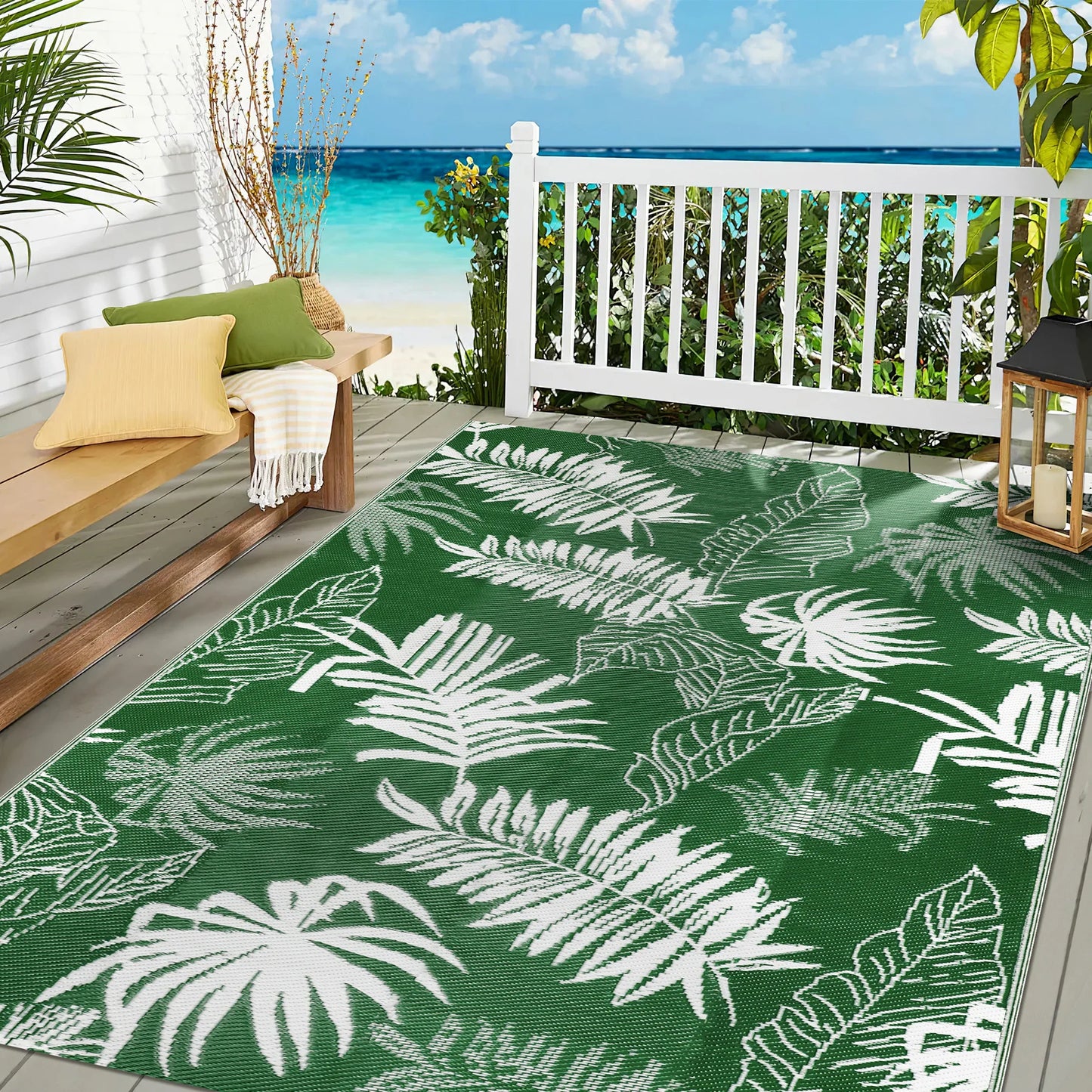 Recycled Plastic Straw Outdoor Rug Waterproof Patio Carpet
