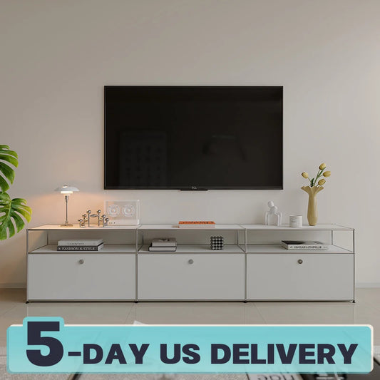 Bigcityfur Modern Stainless Steel TV Stand Corner Cabinet