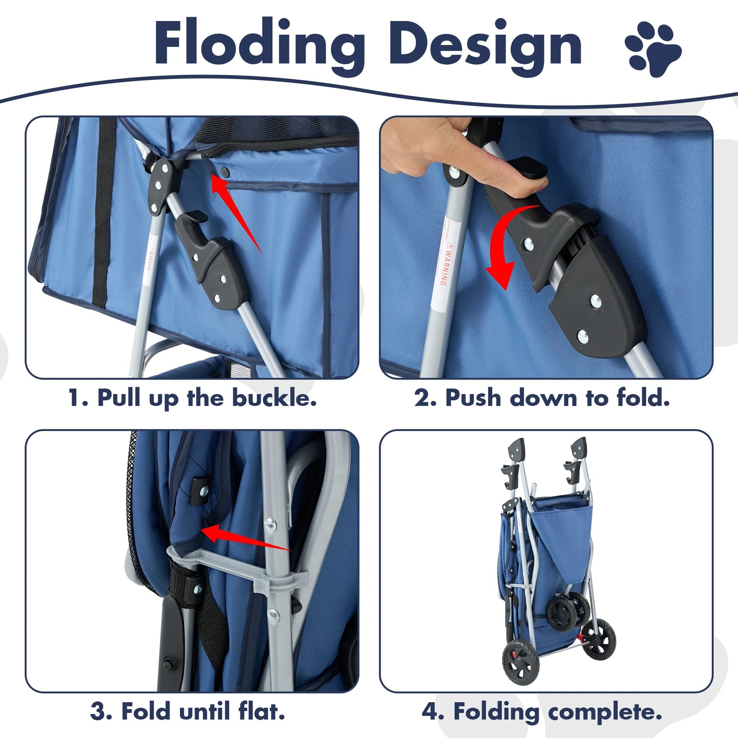 JHK 3 Wheel Foldable Pet Stroller for Dogs and Cats
