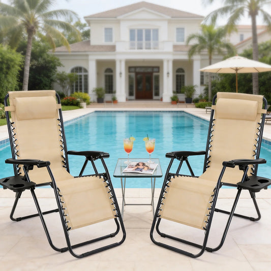 JHK Portable Zero Gravity Recliner Chairs Set Of Two