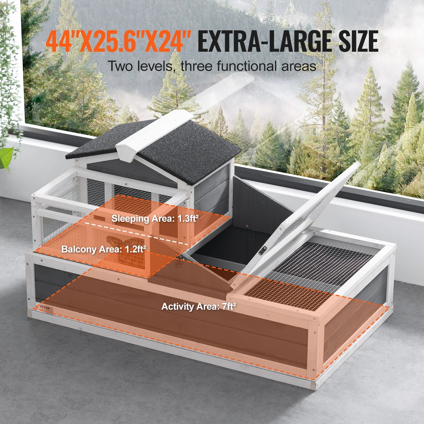 SucceBuy 3 Room Tortoise Habitat Wooden Enclosure With Open Roof