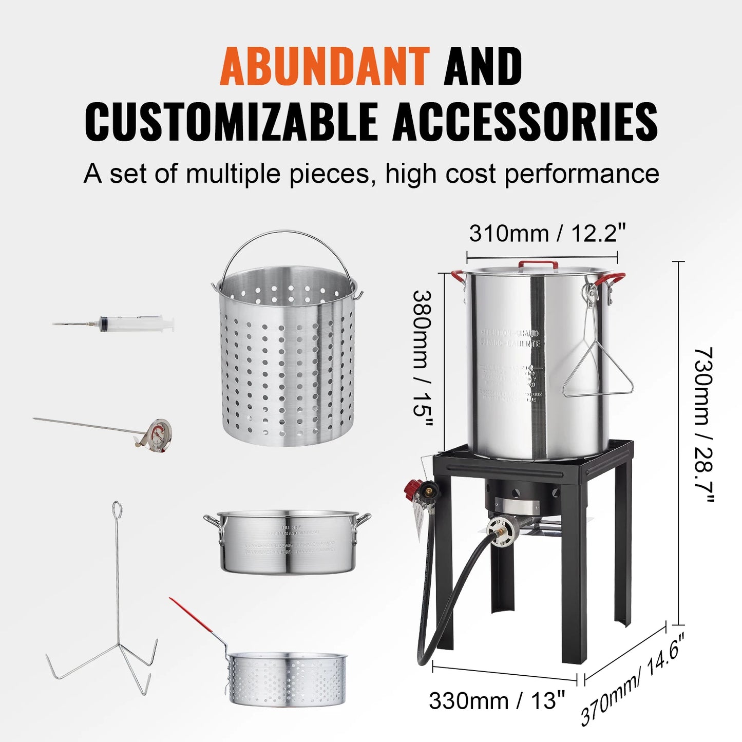SucceBuy Complete Propane Turkey Fryer Kit With Boiler And Steamer Set