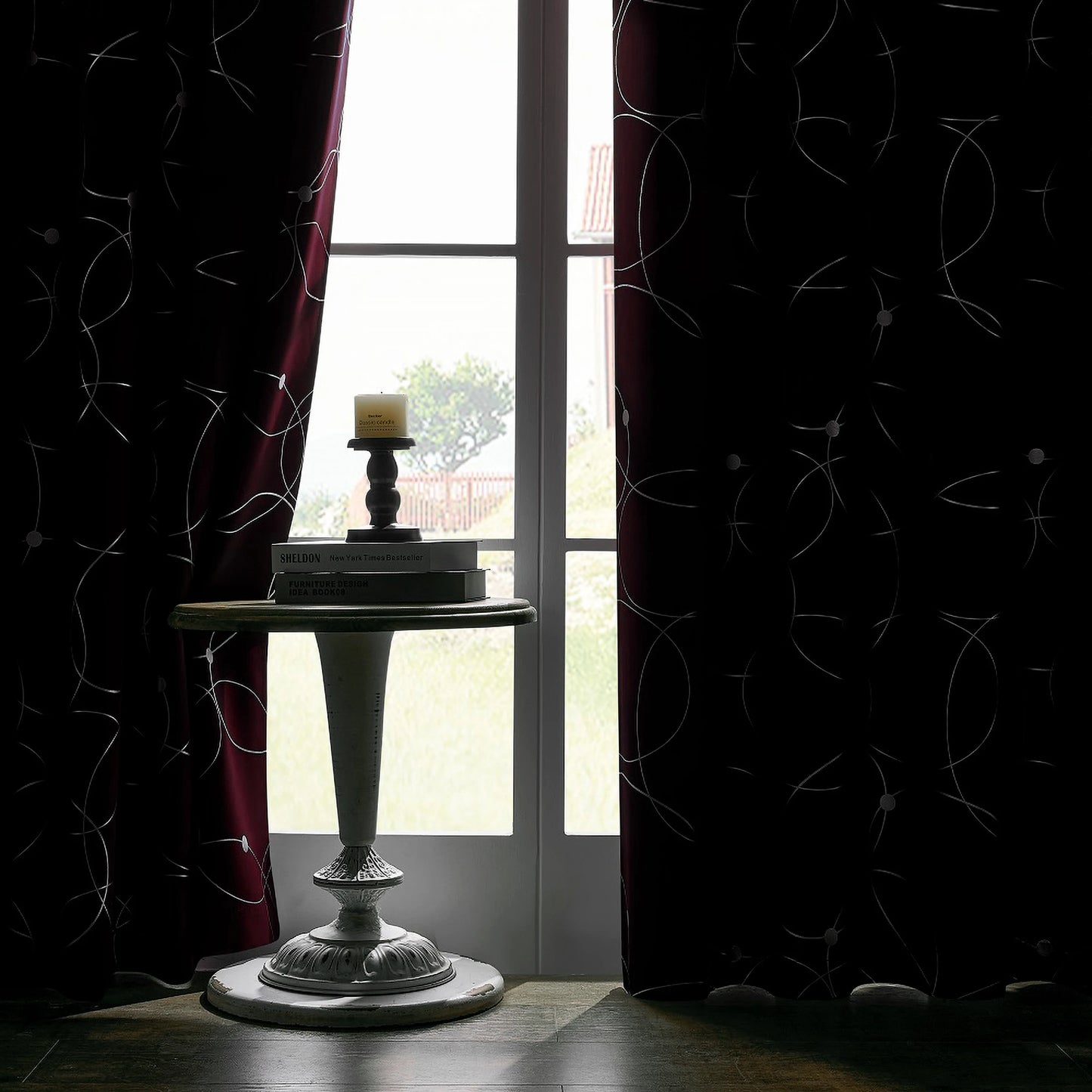 Foil Printed Blackout Curtains Grommet Thermal Insulated Room Darkening