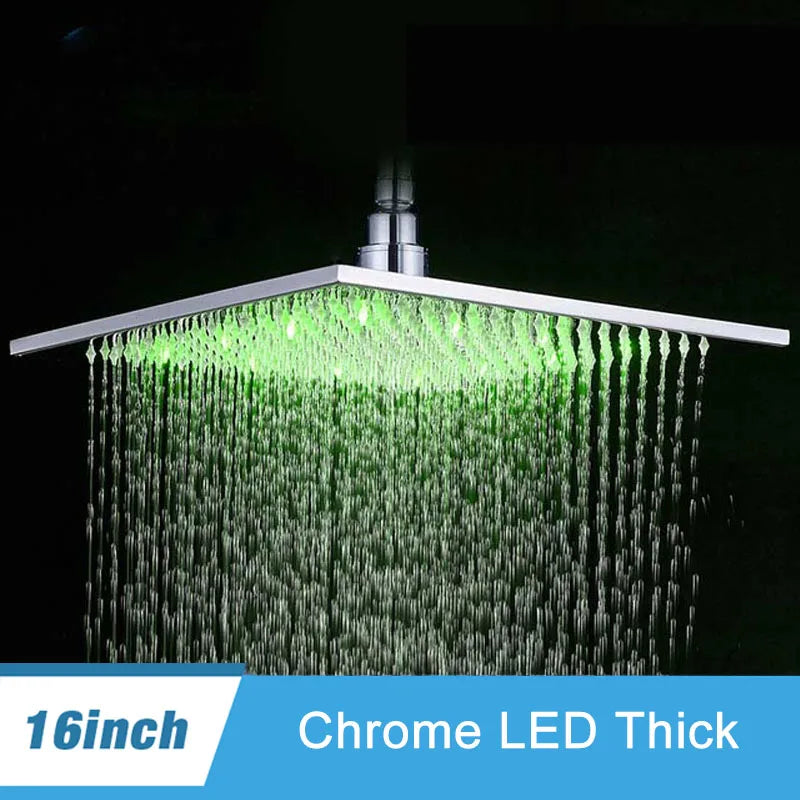 Shinesia LED Rainfall Shower Head Stainless Steel Bathroom Accessory