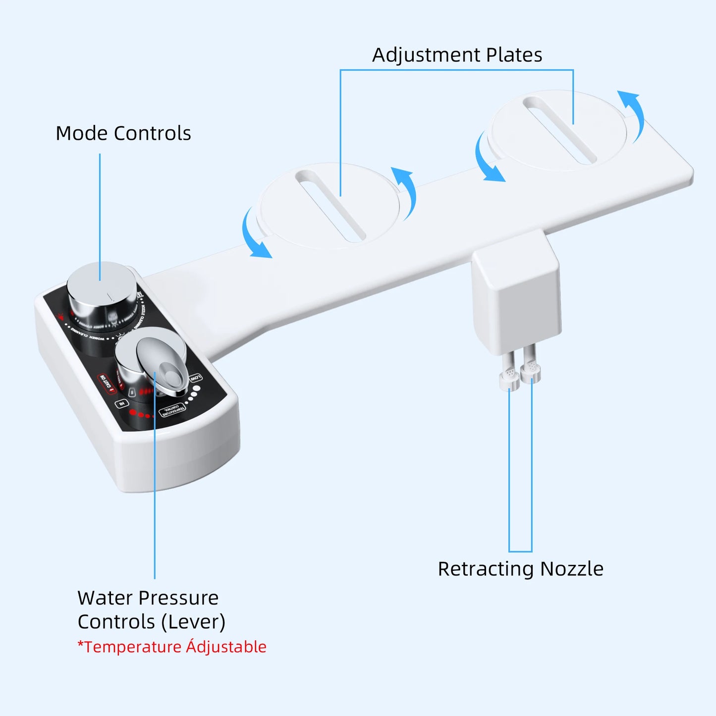 Hibbent Dual Nozzle Bidet Attachment With Adjustable Water Pressure