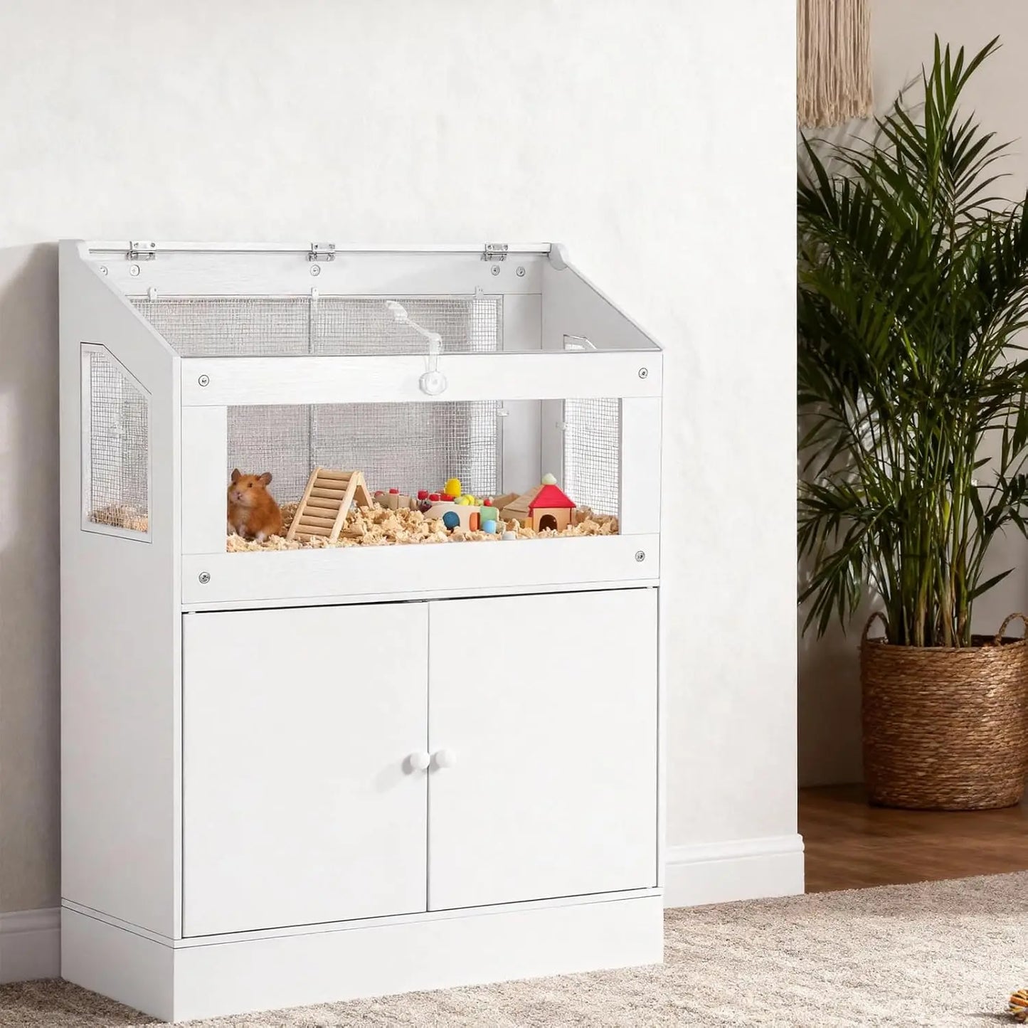 HiMISS Large Acrylic Small Animal Cage With Storage Cabinet