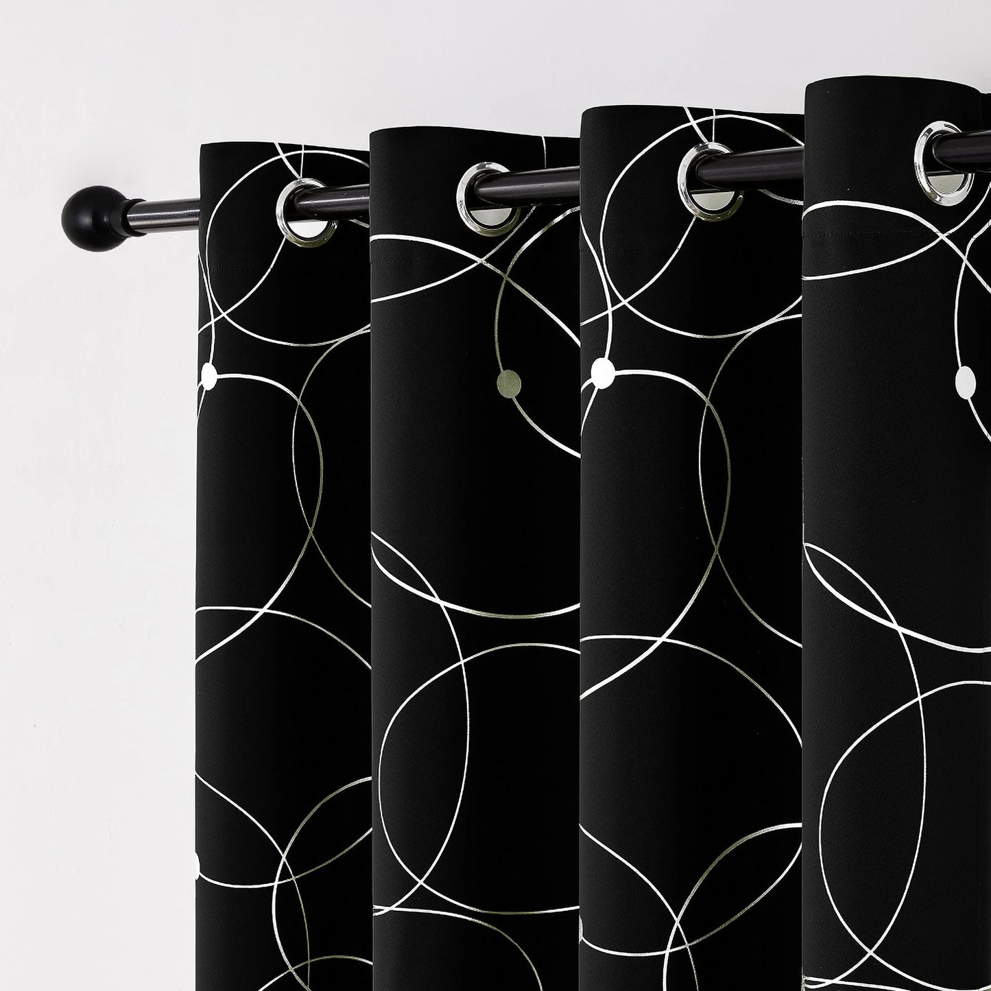Foil Printed Blackout Curtains Grommet Thermal Insulated Room Darkening