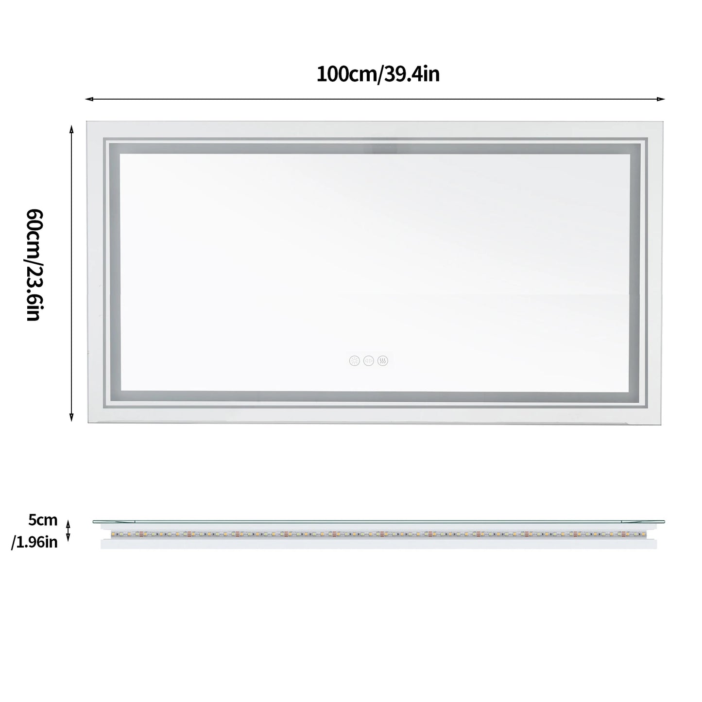 LED Illuminated Bathroom Mirror With Front And Backlit Lights