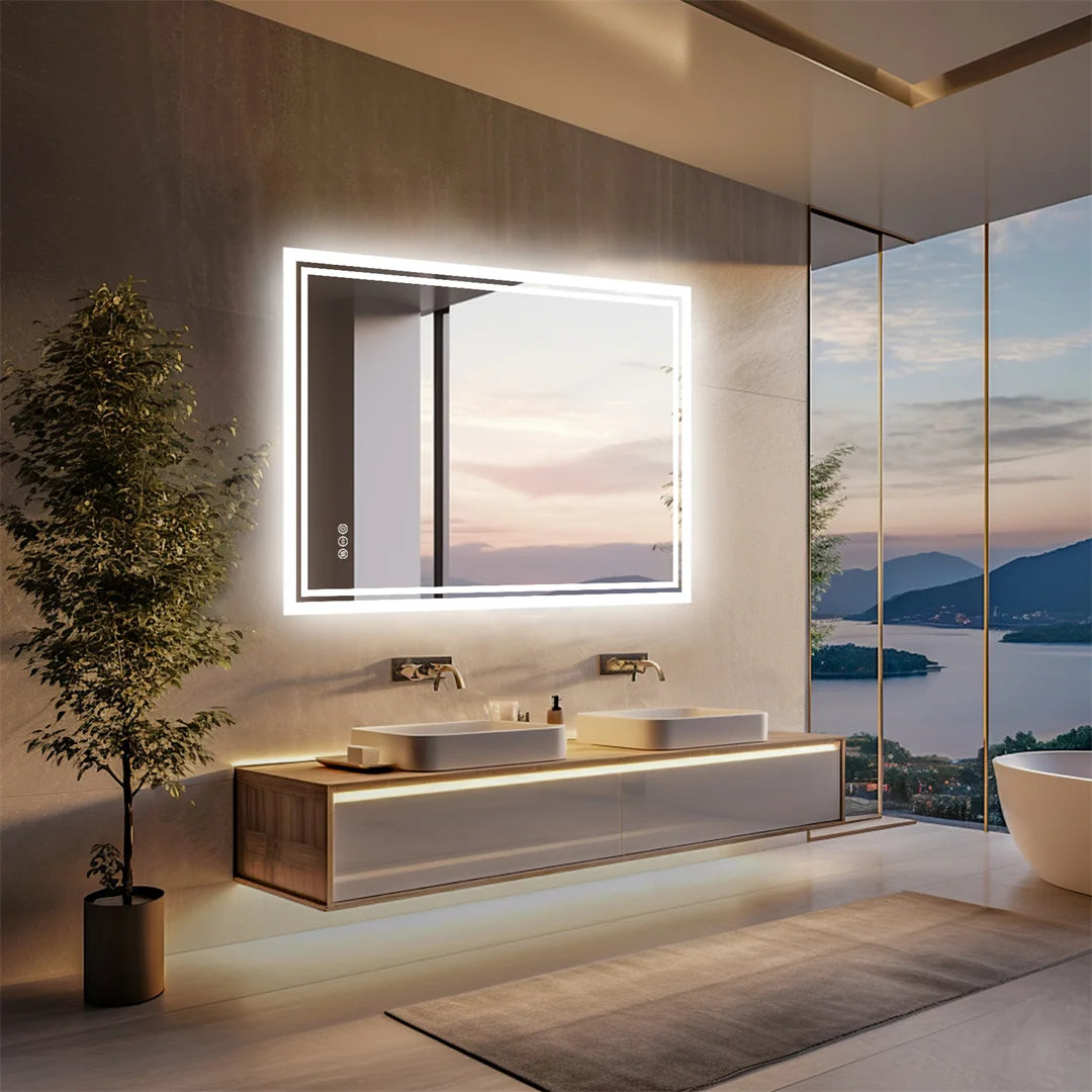 LUVODI LED Backlit Frameless Defog Bathroom Mirror