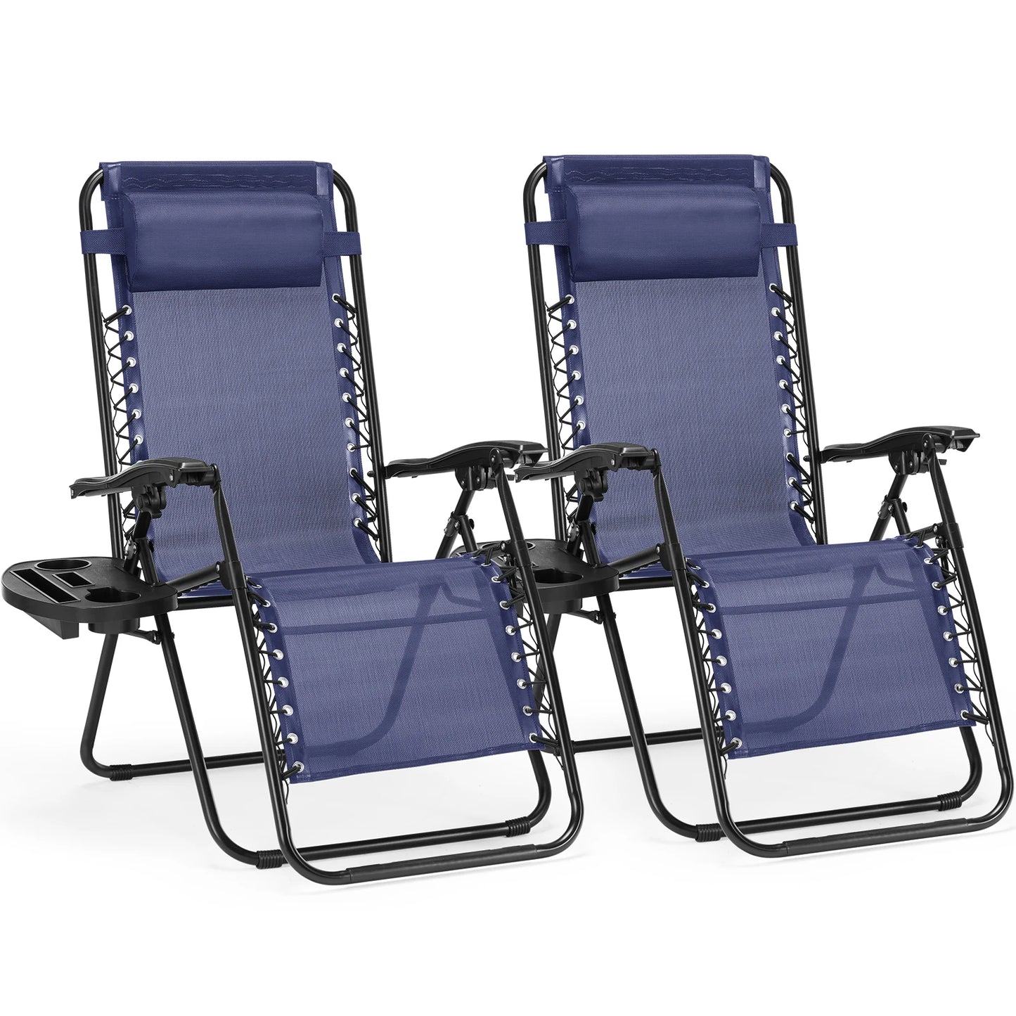 JHK Zero Gravity Portable Recliner With Cup Holder Trays Outdoors