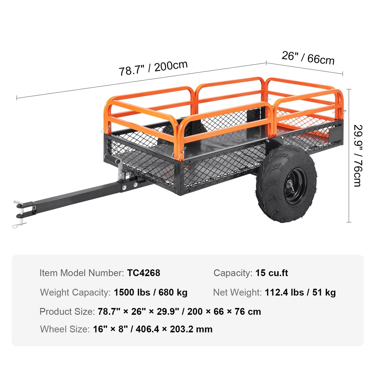 Heavy Duty Steel ATV Dump Trailer Removable Sides
