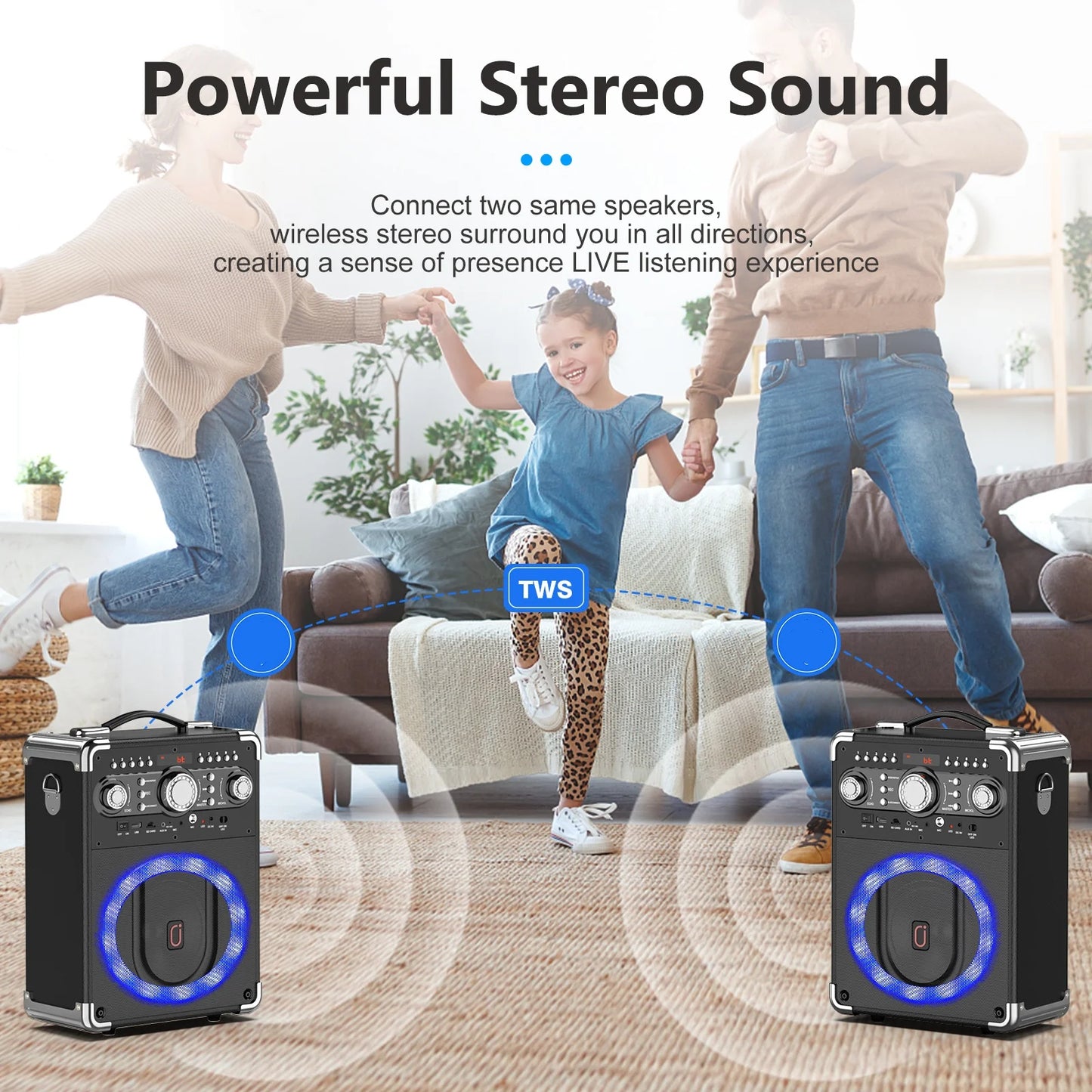 FanFun S8-T Karaoke Speaker With 3 Microphones Portable Bluetooth 5.3