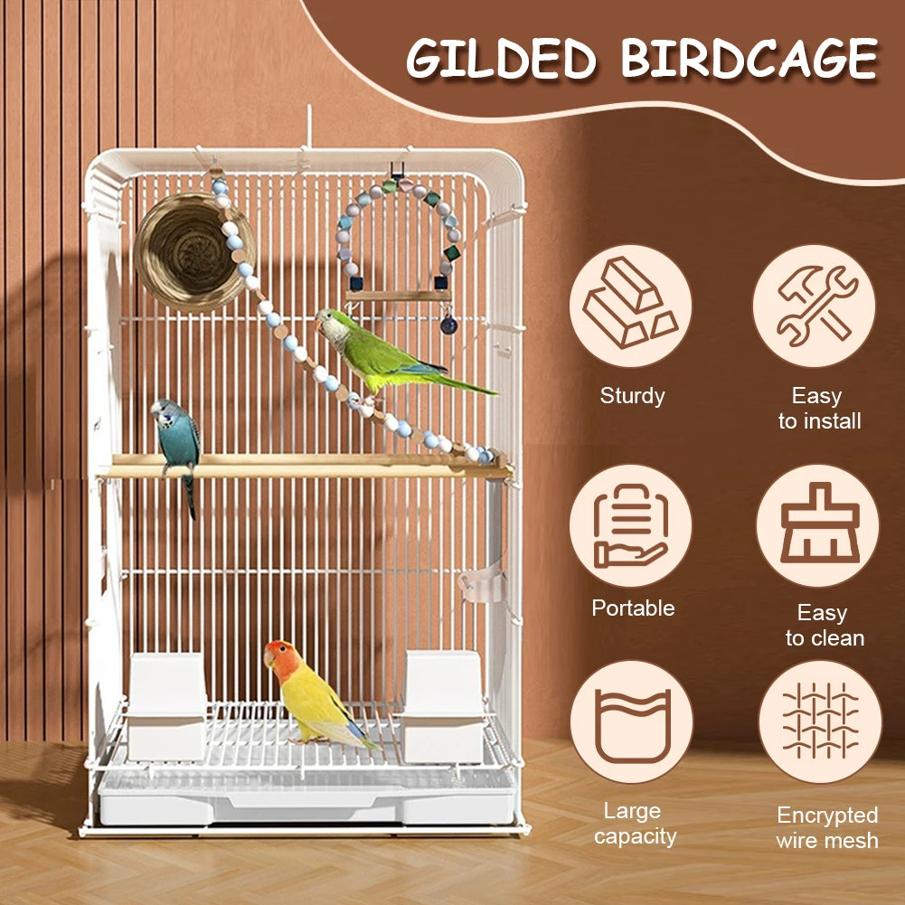 Wrought Iron Parrot Cage Portable With Removable Tray