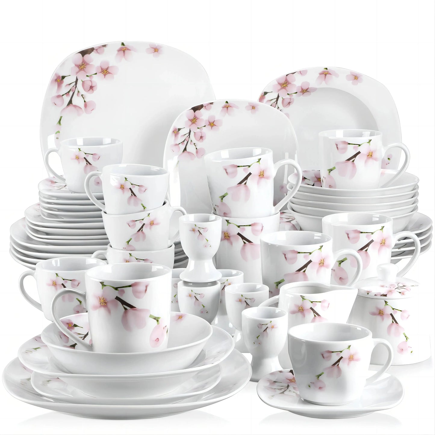 MALACASA Annie Porcelain Dinnerware Set 100 Piece With Egg Cup