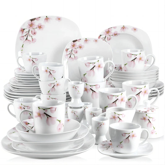 MALACASA Annie Porcelain Dinnerware Set 100 Piece With Egg Cup