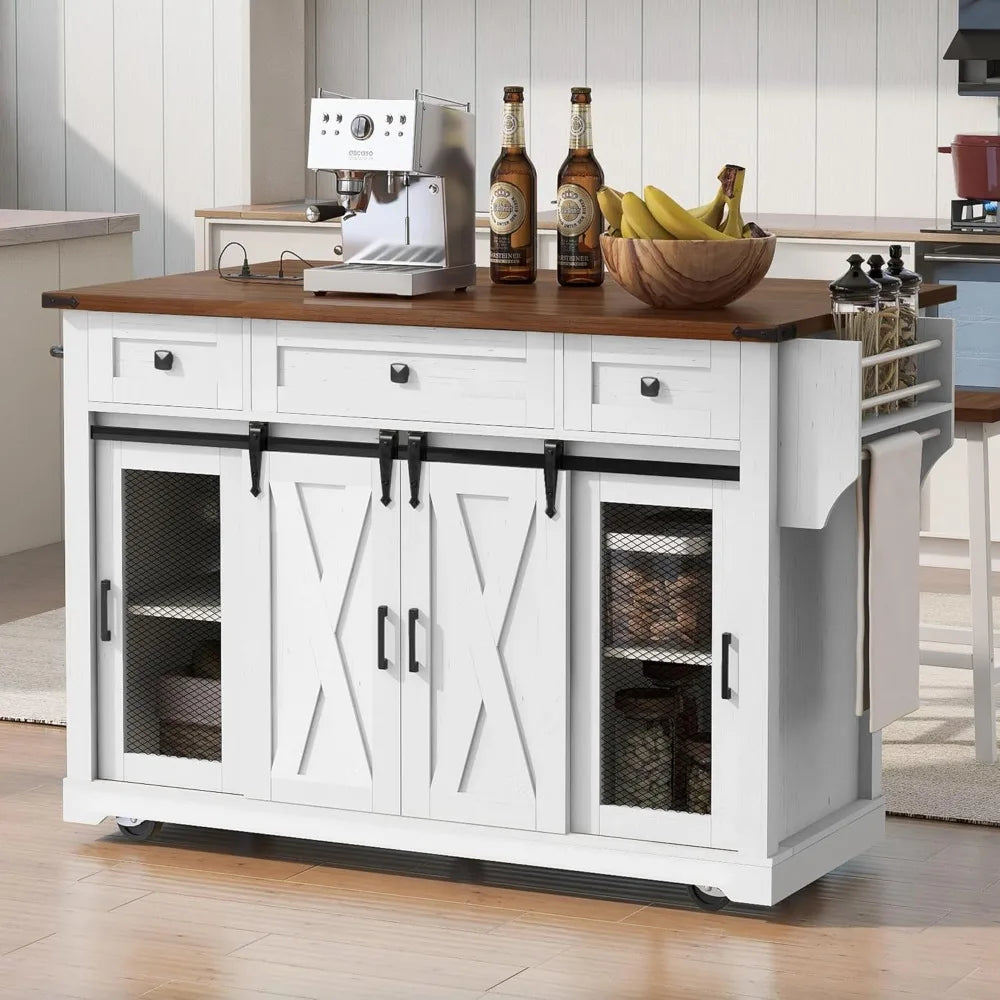 Farmhouse Kitchen Island Cart On Wheels With Drop Leaf Outlet