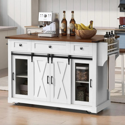 Farmhouse Kitchen Island Cart On Wheels With Drop Leaf Outlet