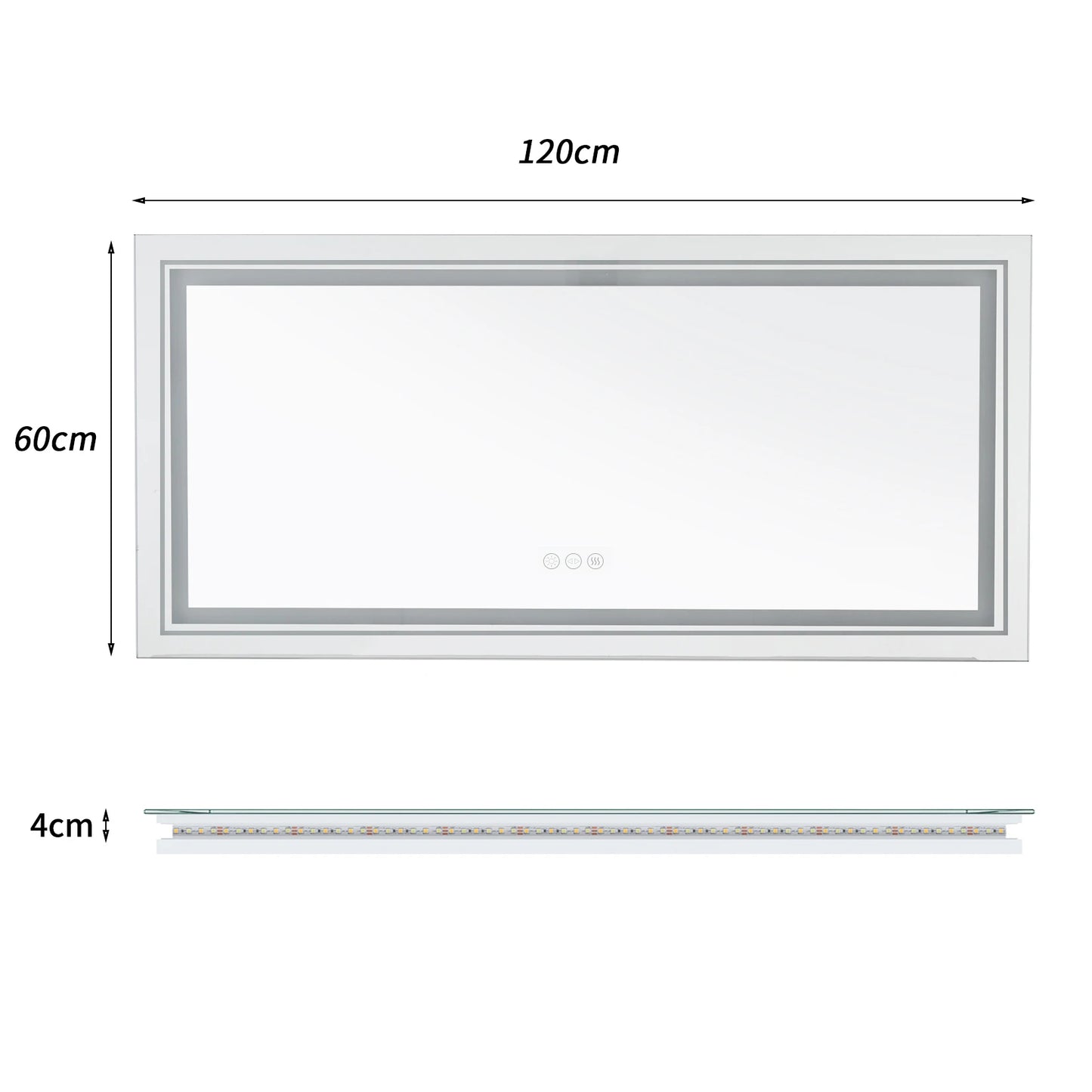 LED Illuminated Bathroom Mirror With Front And Backlit Lights