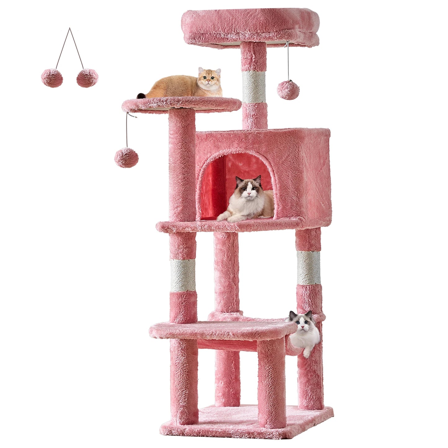 JHK Four Tier Cat Tree Sisal Scratching Posts For Indoor Cats