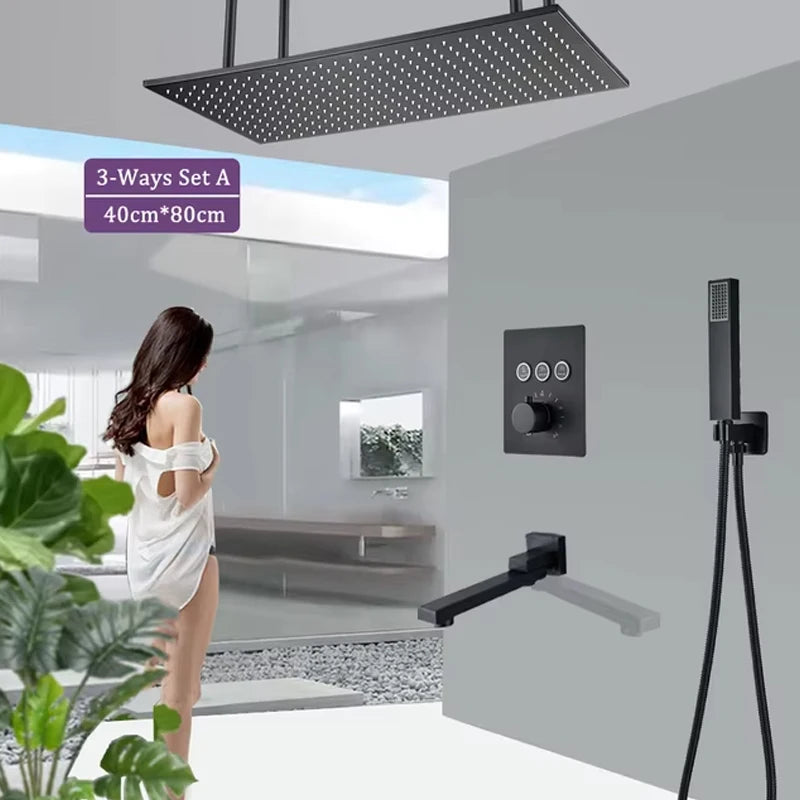 Wanmivezlo LED Brass Rain Shower Head Wall Mounted